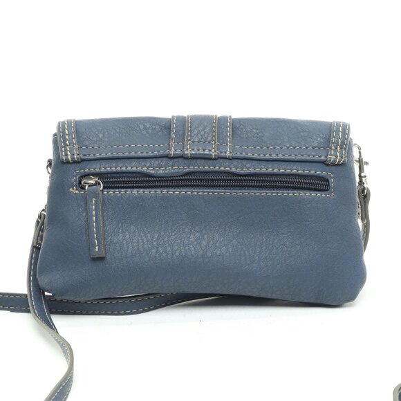 Chaps Leather Clutch Purse Crossbody Womenβs Bag 9x5.5x2 Blue/Silver - Picture 3 of 12